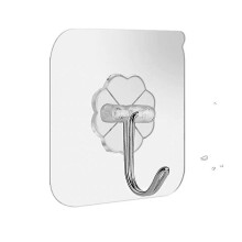 Transparent Plastic Hooks, 12 Pieces, 5 Kilogram Maximum Load Bearing with 90-Degree Rotation Design, Reusable for Home Organisation