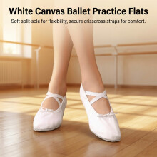 (White, 36) Ballet Shoes Soft Sole Lace-Up for Training