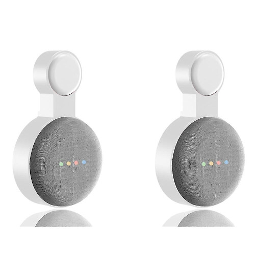 Support mural compatible avec Google Nest Mini 2e génération, ABS blanc, sans perçage, gestion des câbles.