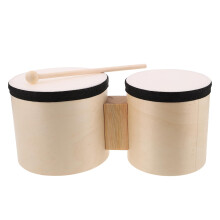 Wooden Bongo Drums 5 and 6 Inch Hand Percussion Set with Mallet Sticks for Beginners