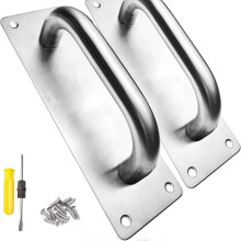 Sliding Door Handle 2 Pack Brushed Stainless Steel Solid D Shape with Fixings for Barn Door