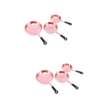 2Sets Miniature Alloy Cookware Pans Set Lightweight Desktop Dollhouse