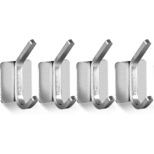 Ganci a muro in acciaio inox, 4 pezzi, adesivi senza fori per pareti lisce, design moderno a forma di C