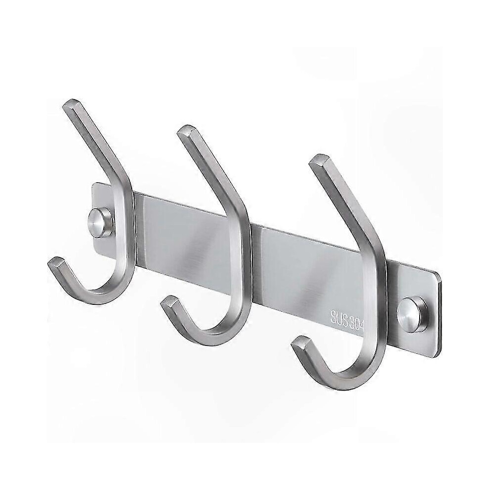 Sus304 Stainless Steel Coat Rack, Wall Mounted 3 Hook Rust Resistant For Towels And Robes, 220X80mm 6901508488670