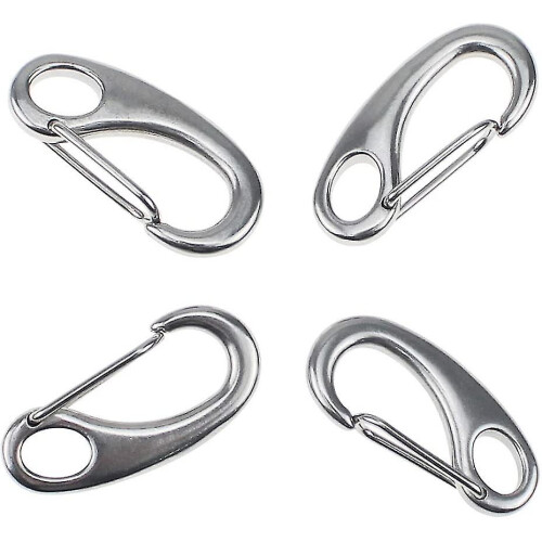 Federnasen-Haken 4er Pack Edelstahl 304 mit Springlock, eiförmig für Rigging, Boote, Garten
