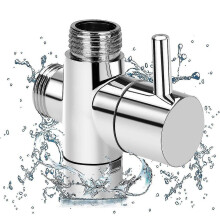 Doucheomstelkraan van massief messing, verchroomde driewegkraan voor handdouche met vaste kop.