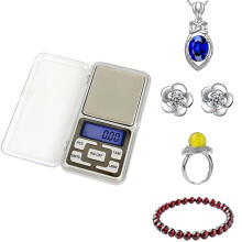Opvouwbare digitale weegschaal met blauwe achtergrondverlichting, meeteenheden g, oz, ct, tl voor sieraden en kruiden