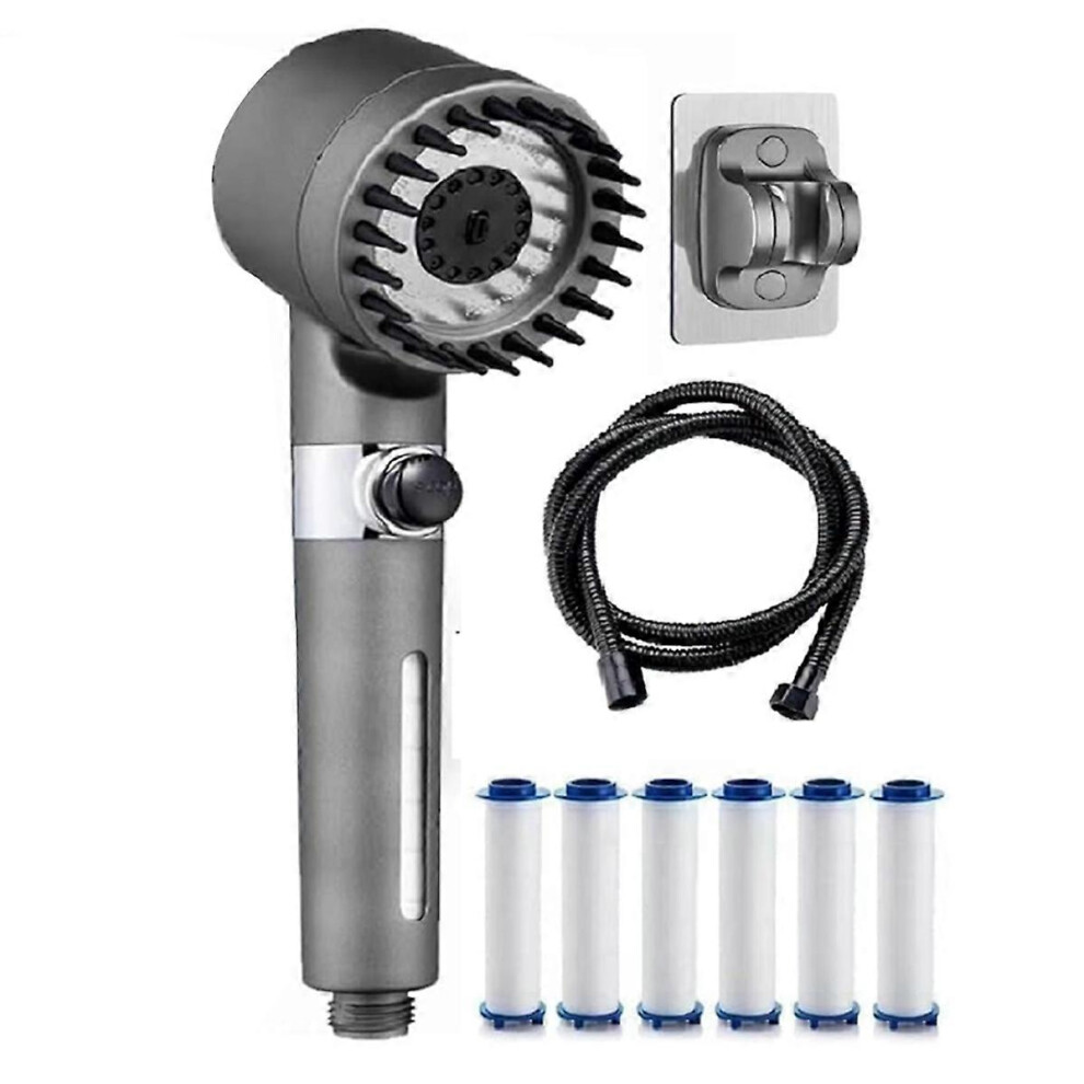 Handheld Shower Head with High Pressure Scalp Massage Brush, Includes Filter Cartridges-image-OPC-PSK85YC-NEW