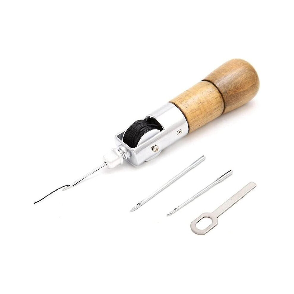 Professional Sewing Awl Kit With Wooden Handle, Interchangeable Needles For Leather, Canvas And Fabric Repair 6901508499607