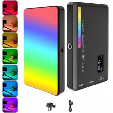 LED-videolamp met meerkleurige RGB-verlichting en dimbare helderheid voor draagbare videofotografie