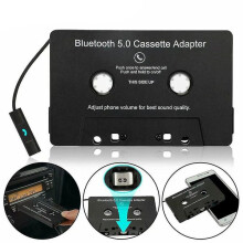 Bluetooth 5.0 Car Audio Cassette Adapter, Compatible with Smartphones for Hands-Free Calling and USB Charging, ABS Material