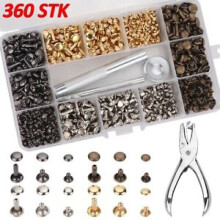 360-Piece Leather Rivet Kit with Caps Hole Drilling Tool for Handmade Jackets, Jeans, Shoes