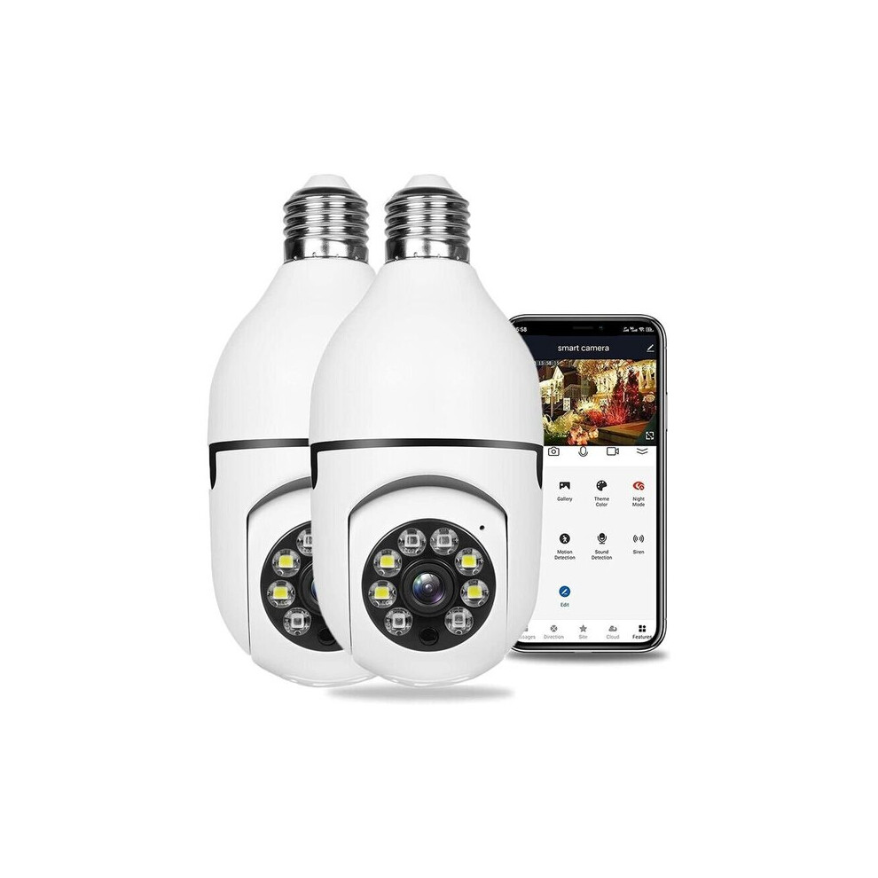 E27 Bulb Security Camera, 1080P Full Colour Night Vision Two-Way Audio, Motion Detection Alert, Ptz 355 Pan Light 6901508514546