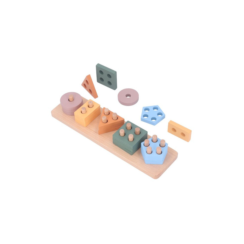 Shape Sorting Blocks With 20 Wooden Pieces, Natural Beech Montessori Toy For Toddler Colour Recognition And Matching 6901508503823