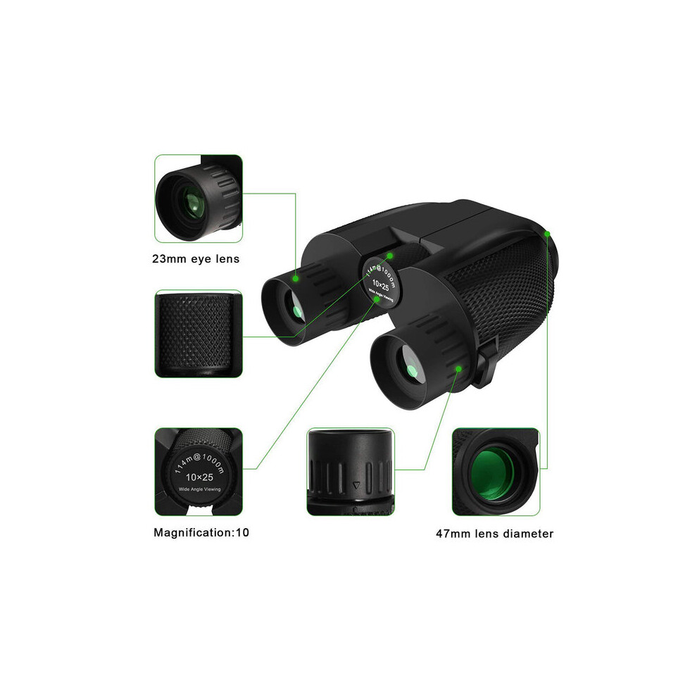 Compact Travel Binoculars 10X42 With Wide-Angle Optics For Large Field Of View, Low Suitable For Concerts, Wildlife Observation Light 6901508522664