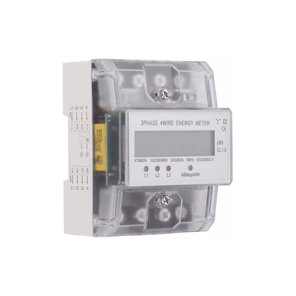 Class 1 Accuracy 3-Phase Electricity Metre, 5-100A 4P Industrial Grade, With Lcd Led Pulse Display, S0 Interface For Building Automation 6901508526501