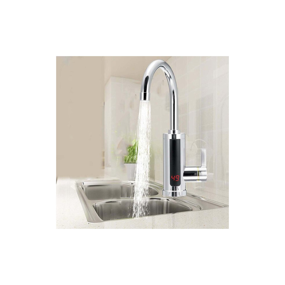 Instant Heating Electric Faucet, 3-Second Hot Water Cold Water Mode, 3000W 220V Silver Kitchen Tap 6901508526488