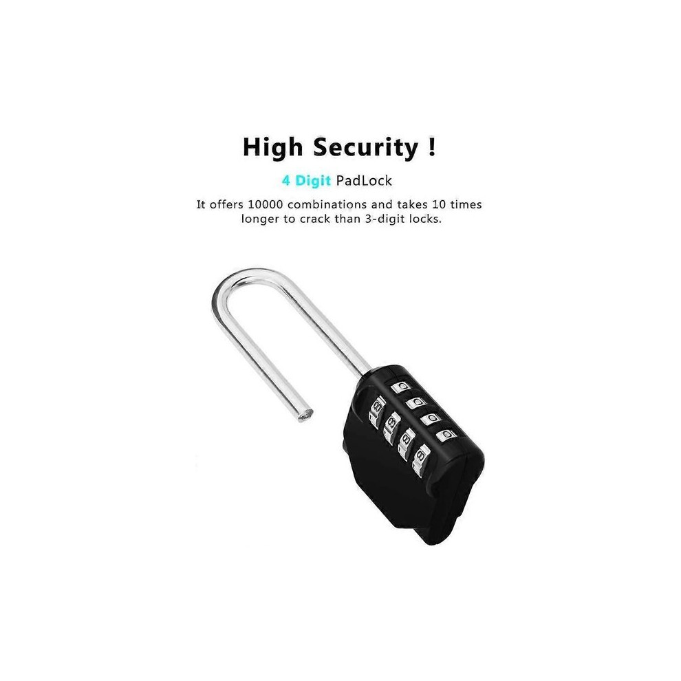 4 Digit Security Combination Padlock, Zinc Alloy Hardened Steel Construction, 10000 Password Combinations, For Gate, Locker, Cabinet Use 6901508532854