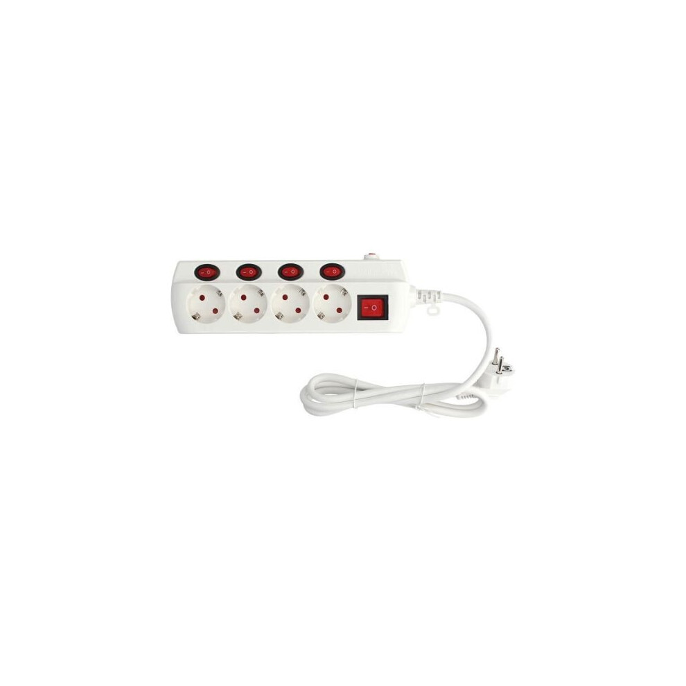 2. 4 Outlet Extension Cord With Individual Switches, 1.5M Heavy Duty Cable 16A 250V 3680W, Child Safe Socket For Home And Workshop 6901508545113