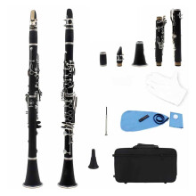 Bb Clarinet 17 Keys Nickel Plated Bakelite Beginner Student Instrument with Balanced Full Tone