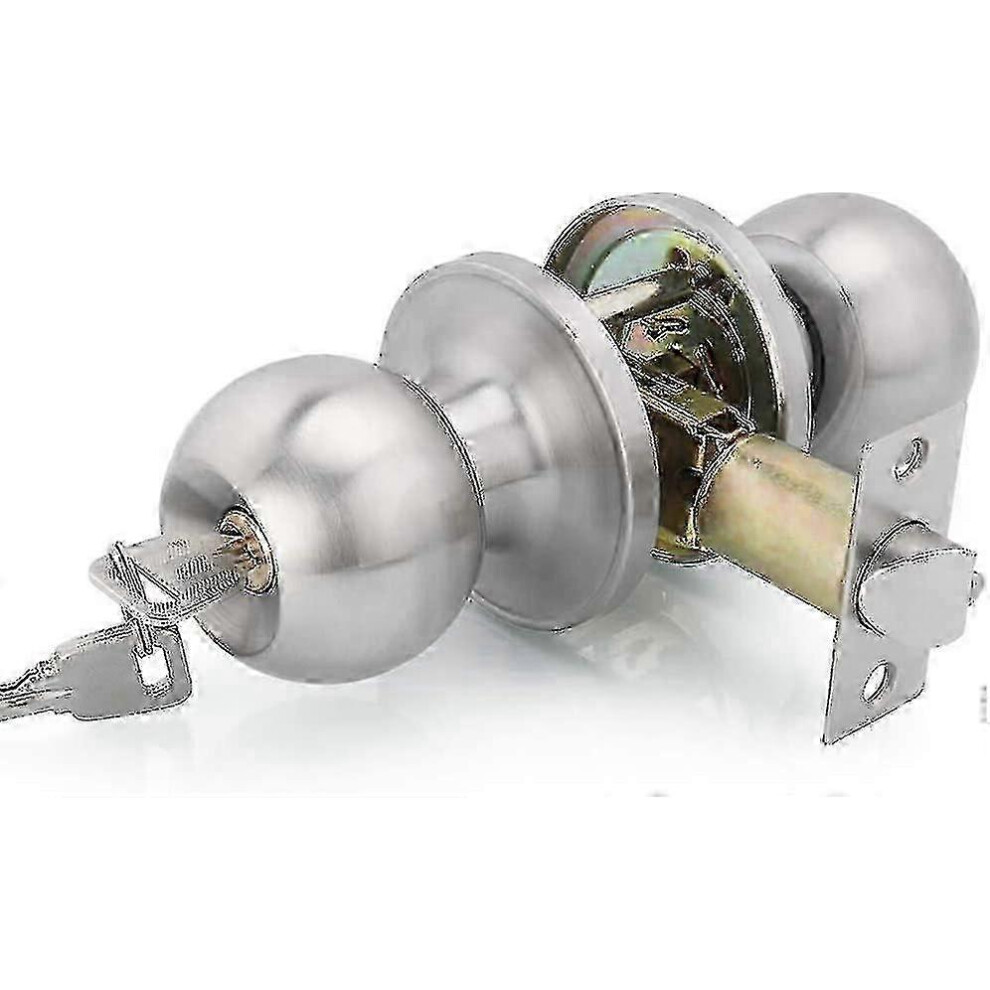 Door Knob Lock With Keyed Entry, Satin Stainless Steel Adjustable 60/70Mm Backset For 35-50Mm Thick Doors 6901508597914