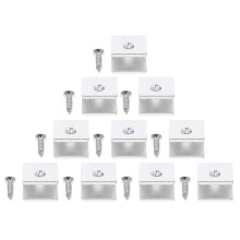 Glass Fixing Clips for Floating Shelves, 10 Silver Anti-Tarnish Brackets, 6-8mm Thick
