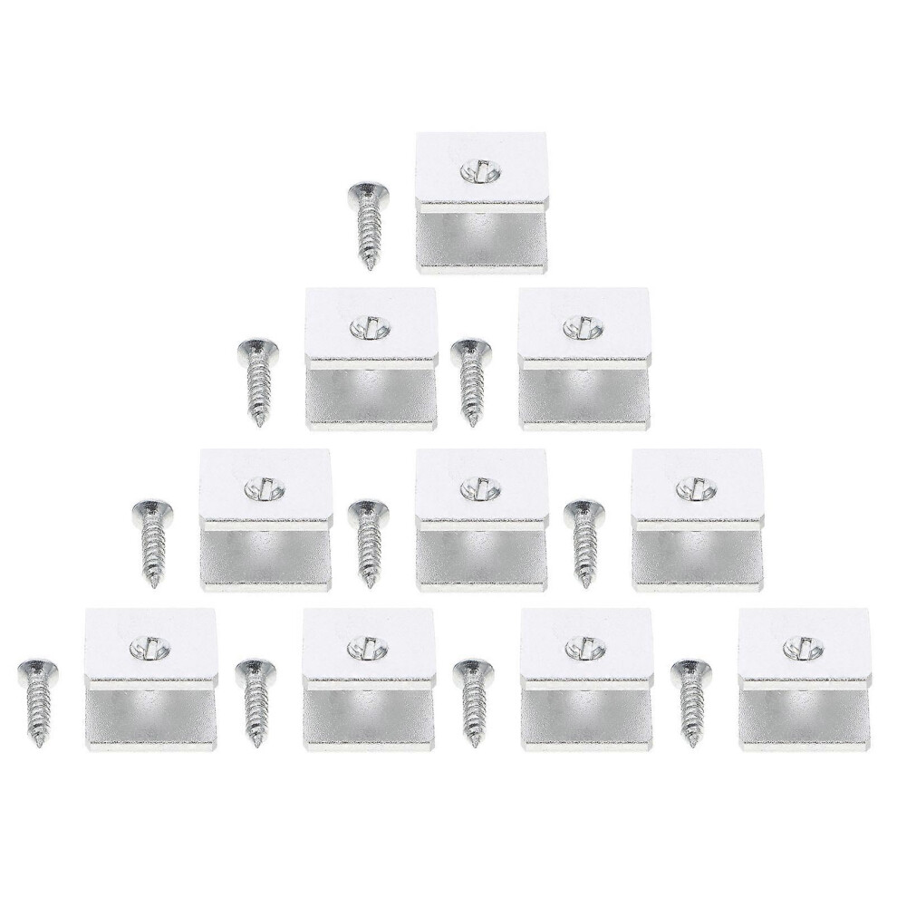 Glass Fixing Clips For Floating Shelves, 10 Silver Anti-Tarnish Brackets, 6-8Mm Thick 6901508606067