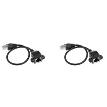 2X, 1FT RJ45 Stecker zu Weibliche Schraube Montageplatte Ethernet LAN Netzwerk Verlaengerungskabel