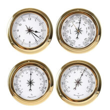 4-in-1 weerstation, digitale thermometer, hygrometer, barometer en klok in metalen frame voor bibliotheek en kantoor