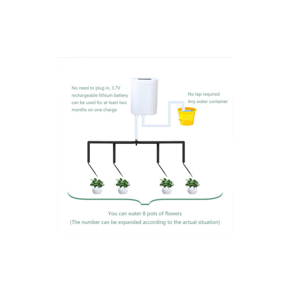 Drip Irrigation Kit For Indoor Plants, Timer With 2000Mah Battery, 2/4/8 Head Watering For Balcony Office 6901508532977
