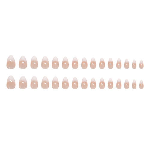 French Almond White Gradient Press On Nails - 30pcs
