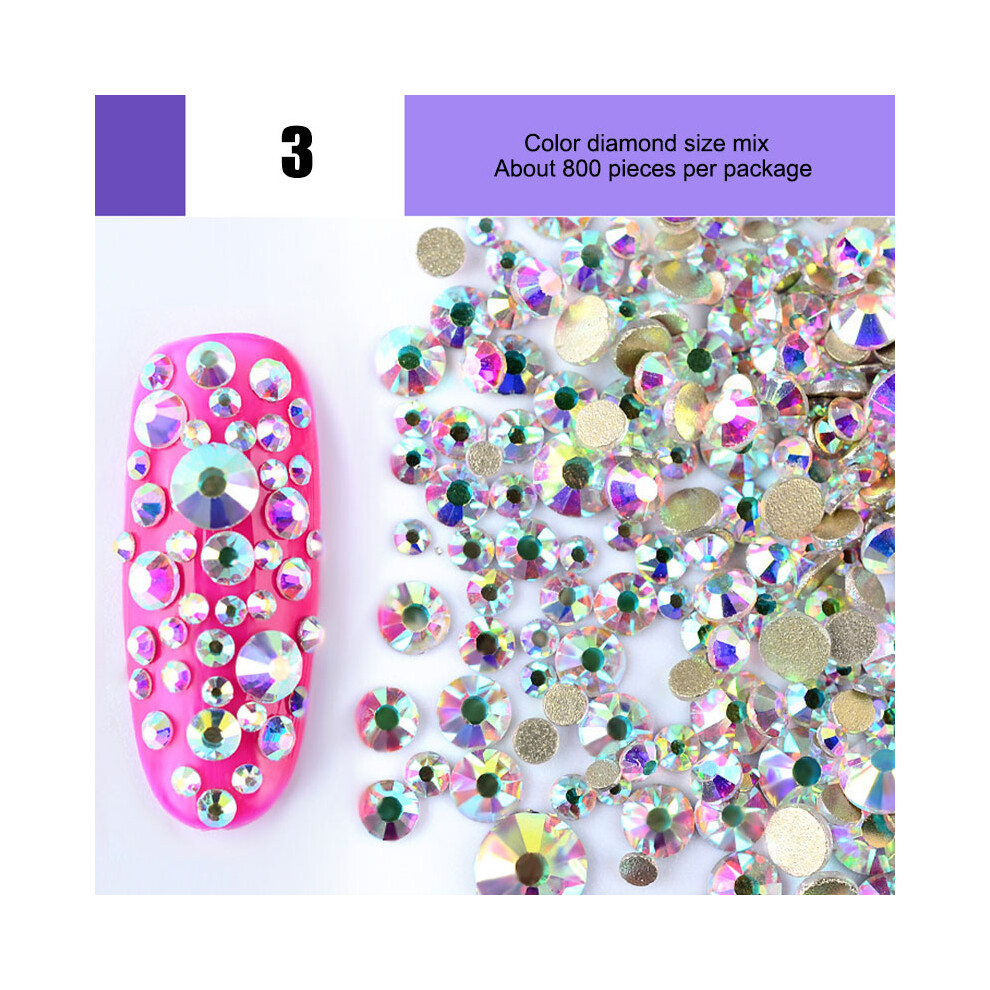 Reach-Tools Gold (Ab Diamond Bottom) 800Pcs Ab Rhinestones For 3D Nail Art