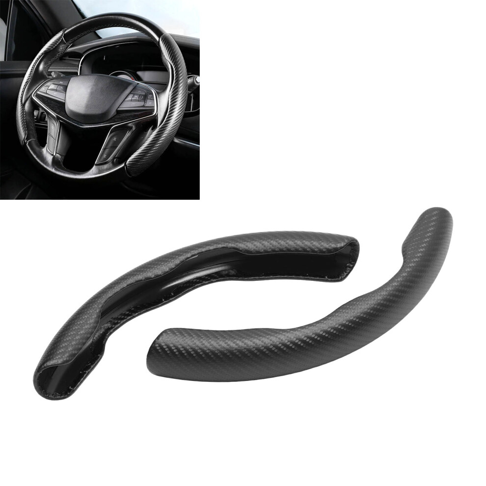 Universal Carbon Fiber Steering Wheel Grip Cover For Cars, Black 4131389683341