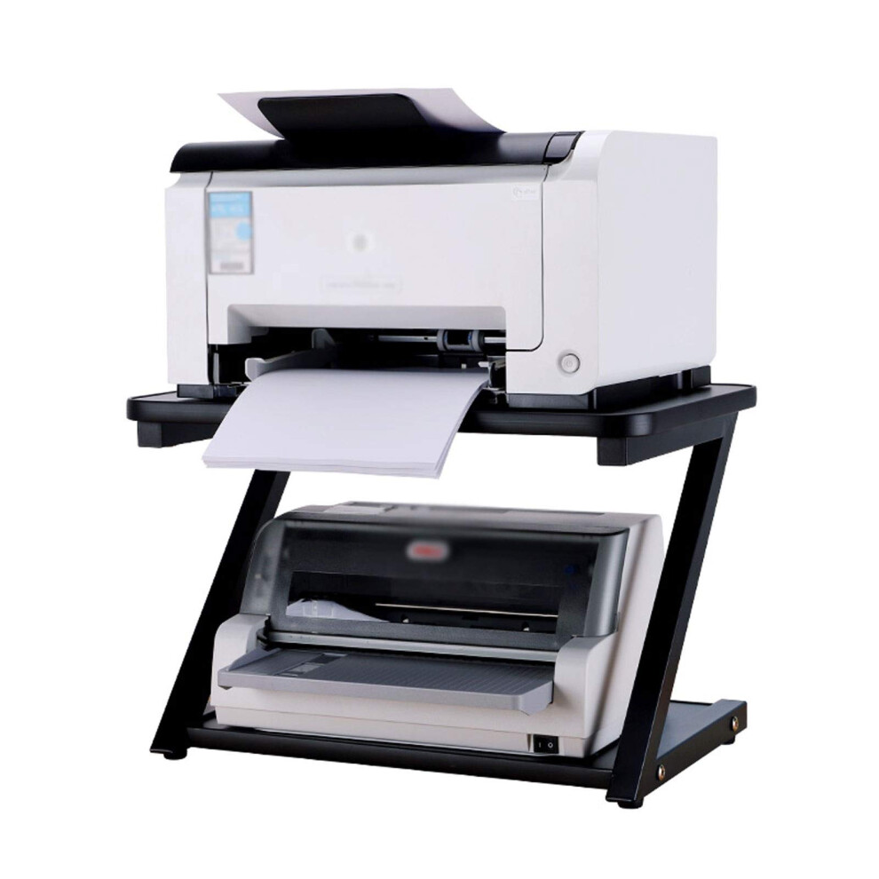 2Tier Desktop Printer Stand With Storage For Home Office, 75 Kg Capacity, Nonslip Feet, Black 9169991363936
