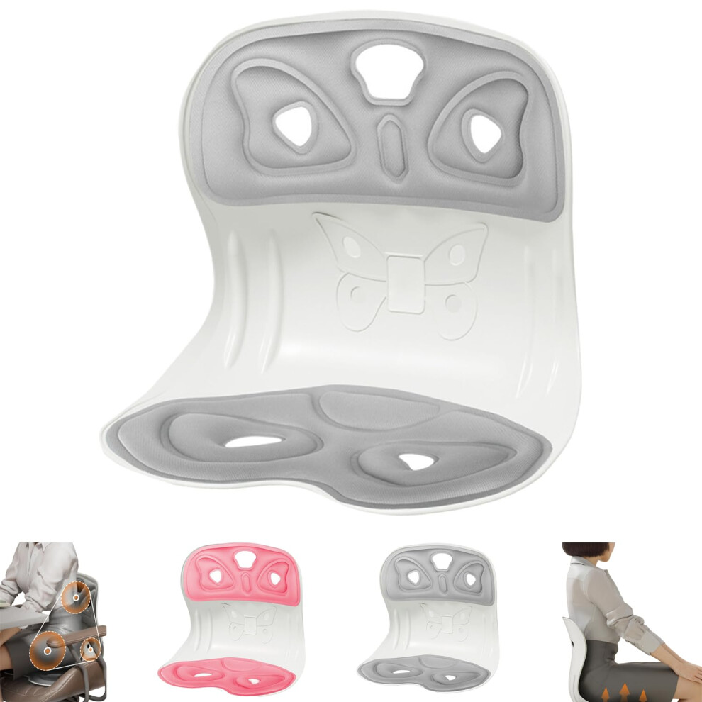 Grey Lumbar Support Pillow For Office Chair And Car Seat, Posture Support For Long Sitting,
