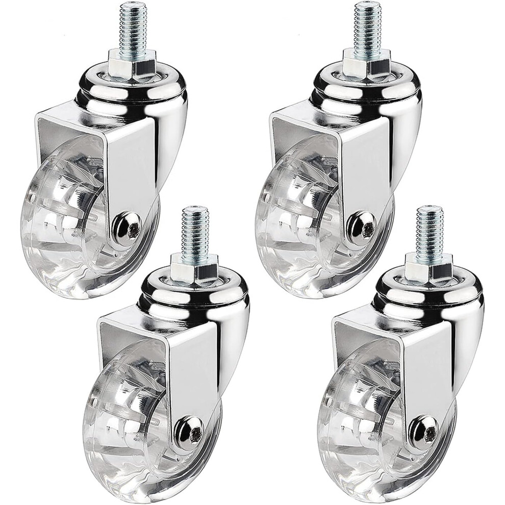 Threaded Stem Swivel Casters With Brakes, Heavy Duty 50Mm Pu Wheels, M8x15mm Or M10x15mm, 4 Pack 9169991362670