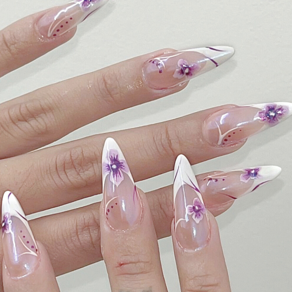 Reach-Tools Purple Flower Press-On Nails For Women