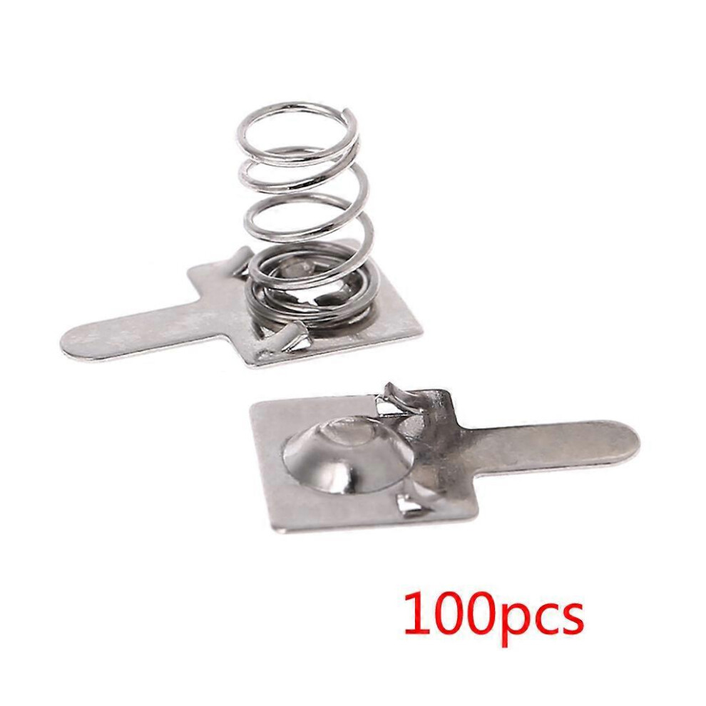 Silver Metal Battery Contact Set For Aa And Aaa, 100Pcs Spring And Plate Kit, 9Mm Length Replacement Parts 6901508606920