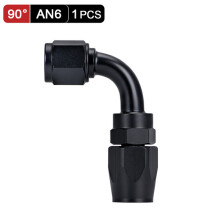Conector AN acodado giratorio, compatible con modelos generales, aluminio negro, superficie de sellado de 37 grados, prevención de fugas.