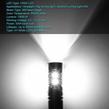 Lampadine LED H1 100W 6000K bianche, compatibili con auto, furgoni e SUV che utilizzano H1, angolo del fascio luminoso di 360, 12V-24V universale