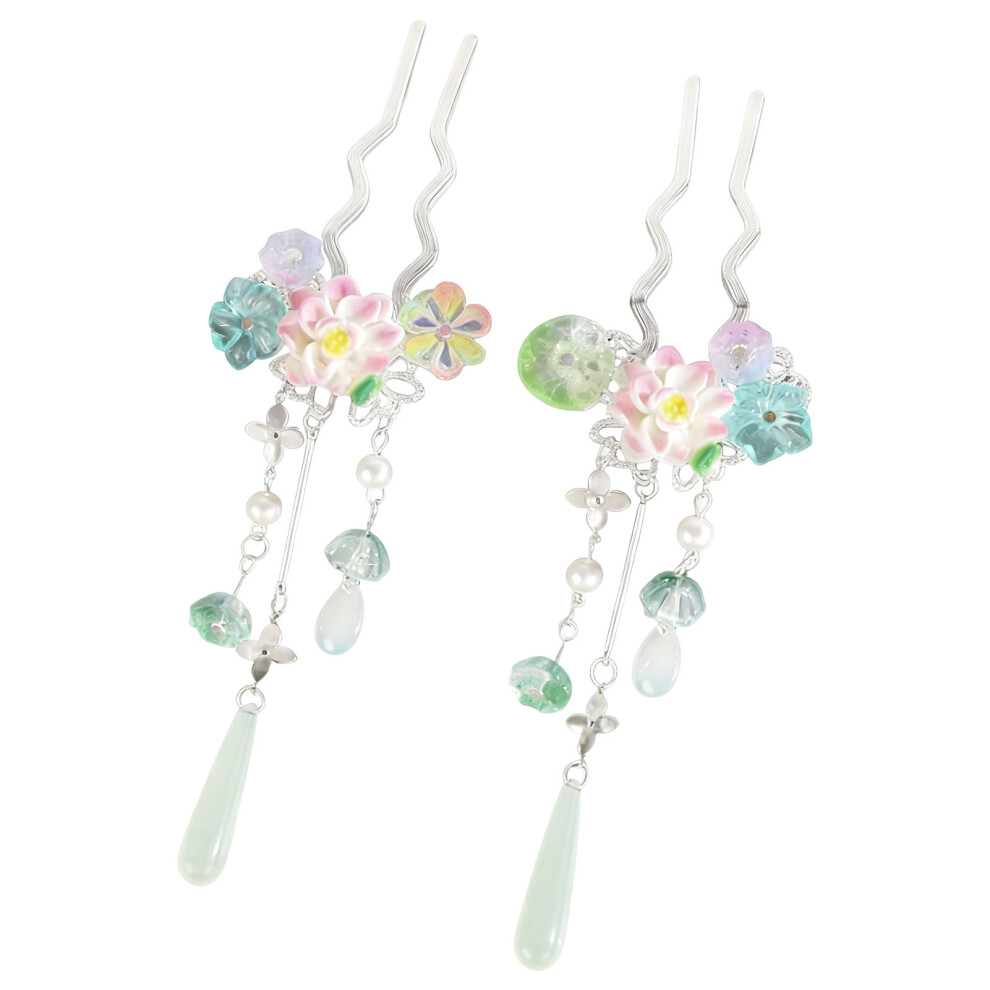 Hue-Grain Hanfu Hair Pin - Lightweight Lotus Alloy For Women