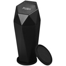 Lixeira de Carro com Prato para Porta-Copos, Tampa com Fechamento Automático por Botão, Almofada para Porta-Copos para Carro