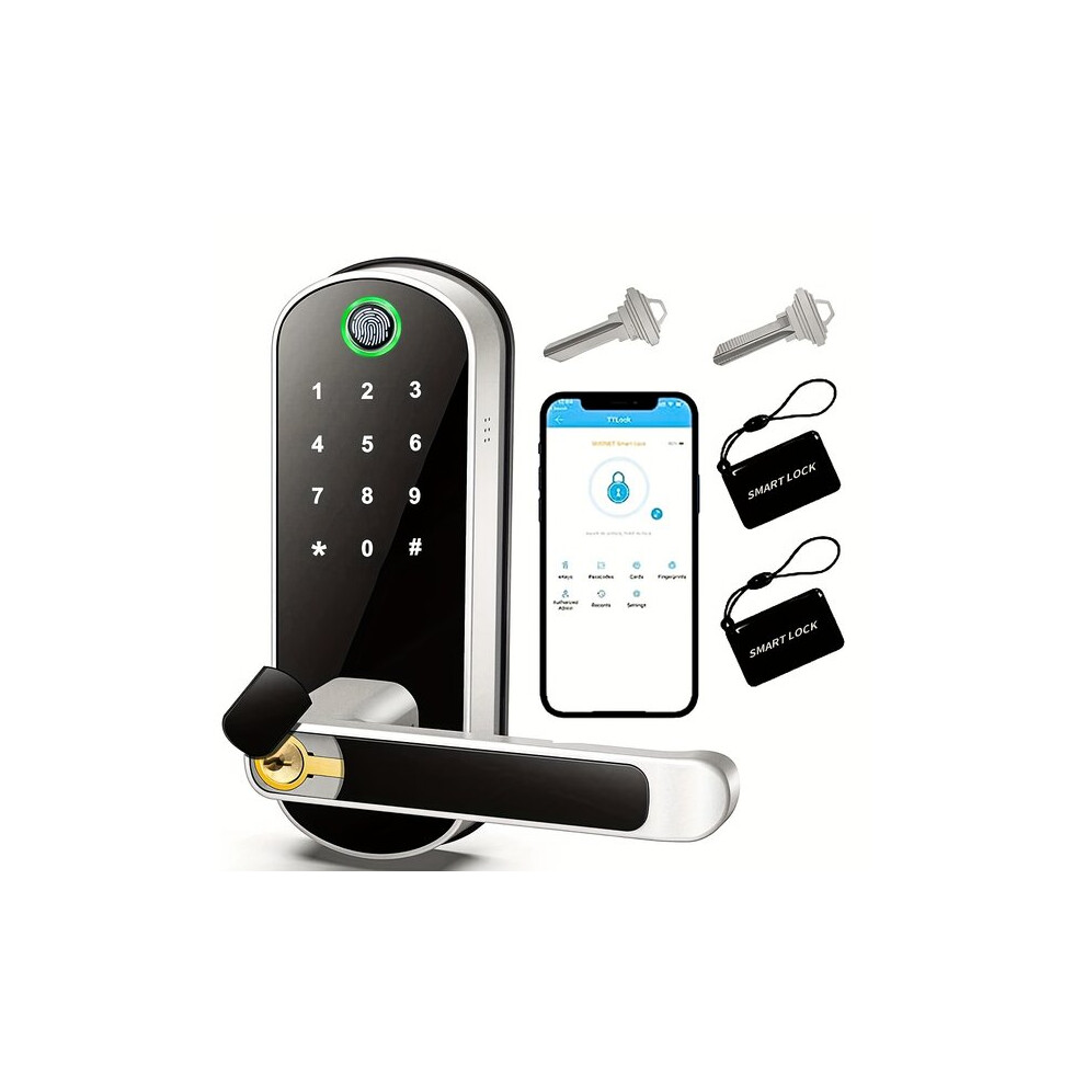 Smart Door Lock For Keyless Entry, Fingerprint Nfc Enabled, Aluminium Alloy Home Security Lock 6901508566286