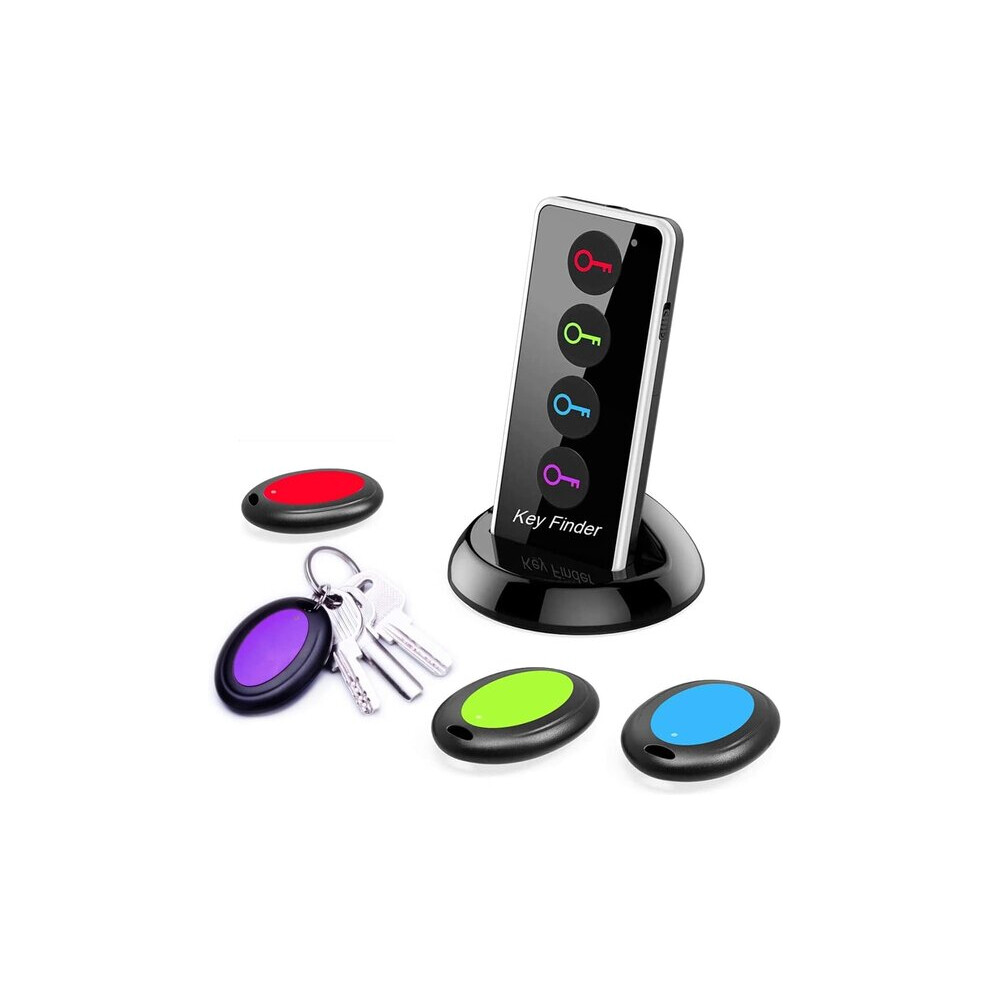 Key Finder With Loud 80Db+ Beep And Led Flashlight For Finding Lost Keys, Wallets, Pets, 4 Receivers With 131 Feet Range 6901508550667