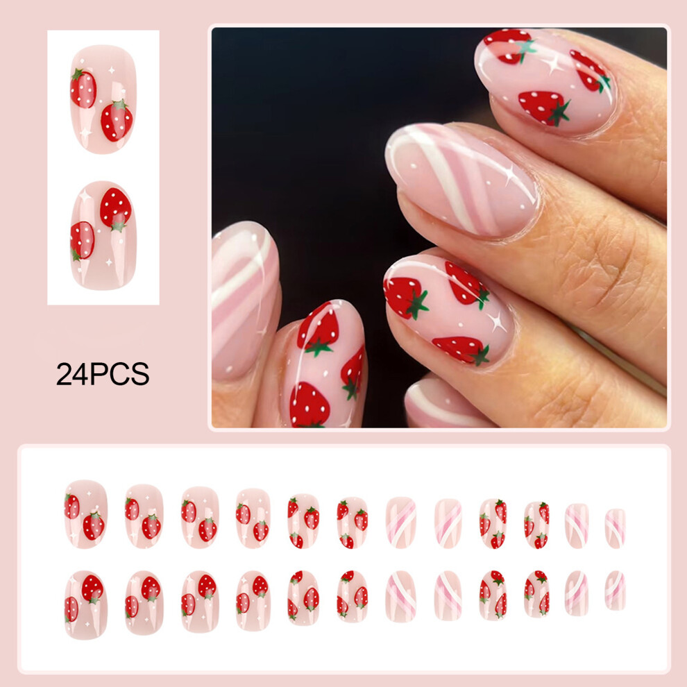 Zhouq-Outdoors Glossy Pink Short Resin Nail Extensions (50 Chars)