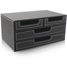 Leather Desk Organizer with Drawers, Desktop File Organizer for Home Office Supplies