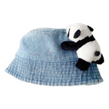 (52cm) Kids\' Panda Denim Bucket Hat for Beach & Outdoor