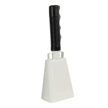 Cow Bells Pack of 2 with Handle, Loud Clear Sound, Durable Iron for Sporting Events White