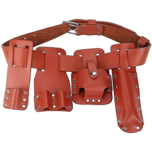 Professional Tool Belt with 4 Adjustable Tool Holders, Durable Leather Construction for Hammer, Wrench Crowbar 2