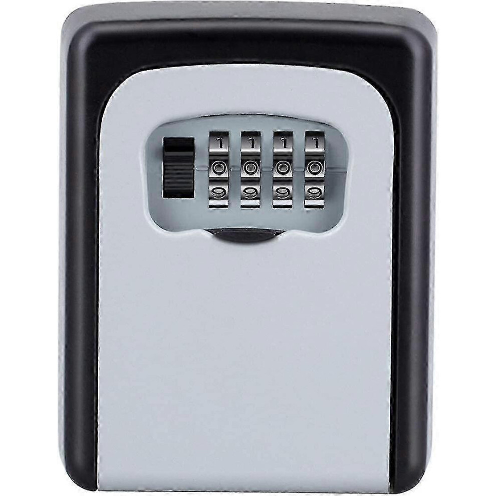 Outdoor Key Safe, Grey Aluminium Alloy Weatherproof Security Lock Box With 4 Digit Combination Password, Durable Metal Construction 6901508445581